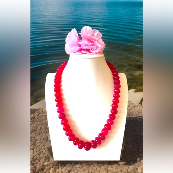 Gorgeous & Chunky Graduated Carved Pinkish Red Ruby Gemstone Necklace 21”in,128g - Picture 6 of 11
